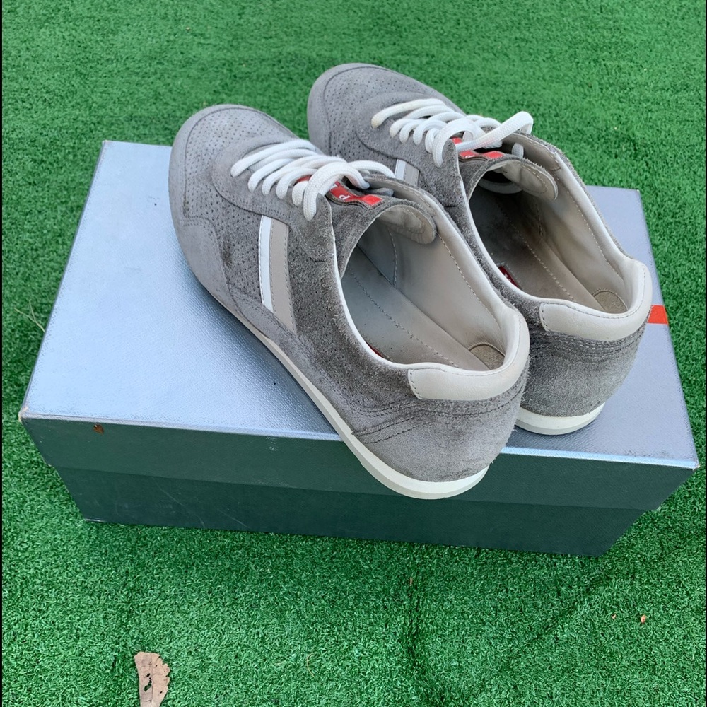 Prada grey suede low top sneakers sz 8 (41)